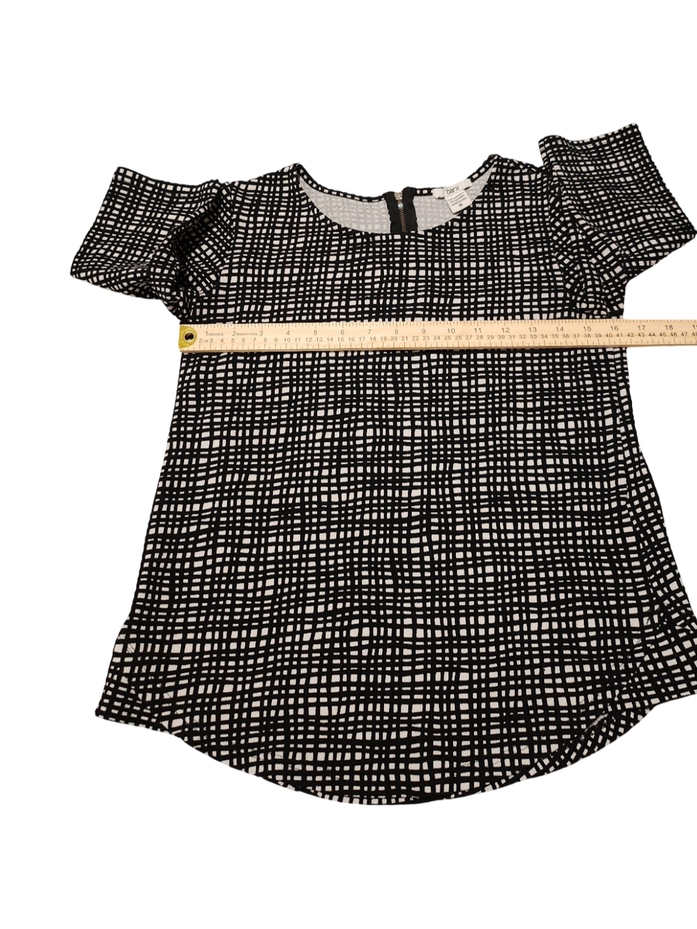 Bar III Black and White Grid Print Blouse - Picture 2 of 7